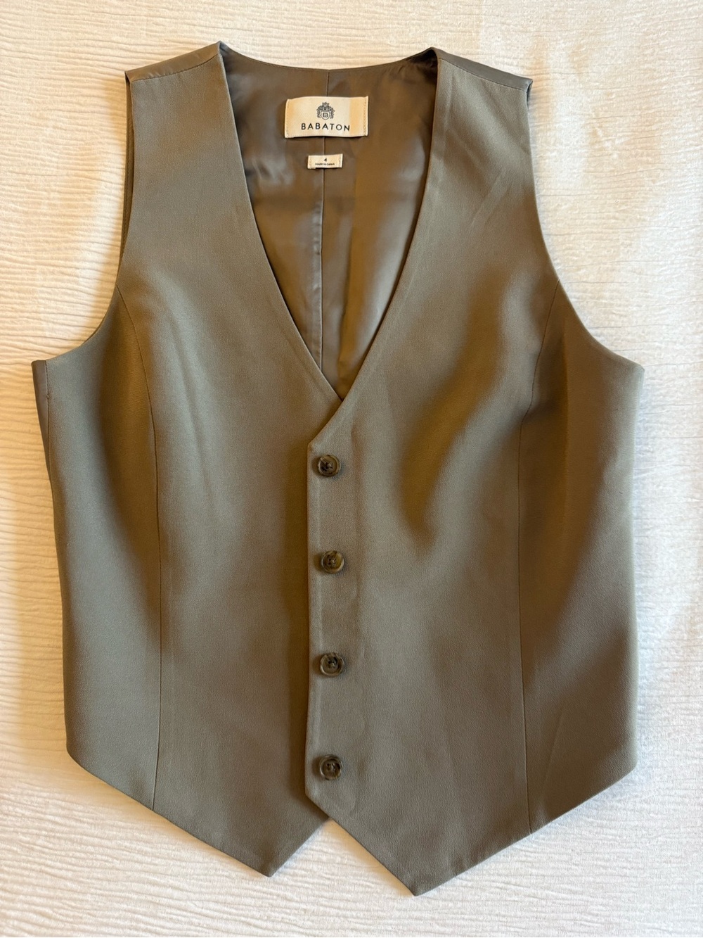 Aritzia Babaton Taupe Olive Tailored Button Vest